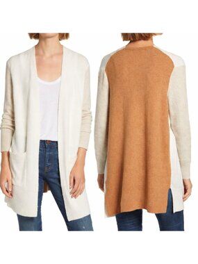 Madewell Kent Alpaca Blend Longline Open Cardigan Size S Colorblock Cardigan